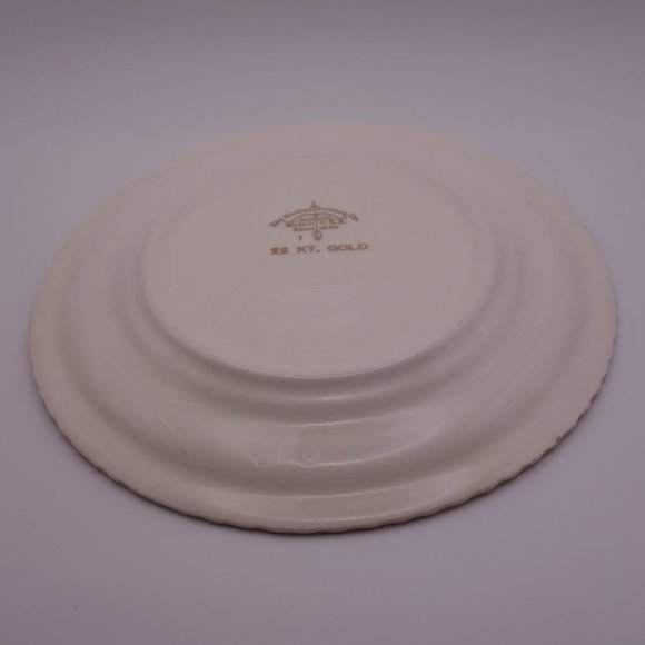 The Harker Pottery Co 22 KT. GOLD Rose Pattern 6inch Plate & Matching Pie Server - Picture 5 of 14